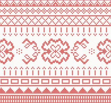 Knitted pattern with ornament. Vector illustration. Illustrazione stock