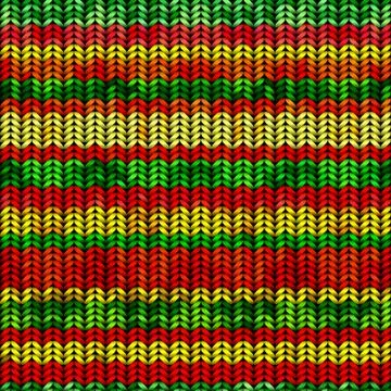 Knitted pattern with rastafarian stripes Stock Illustration