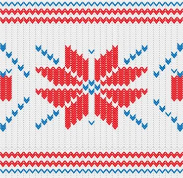 Knitted pattern with a snowflakes Stock Illustration