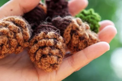 Knitted pine cones Stock Photos