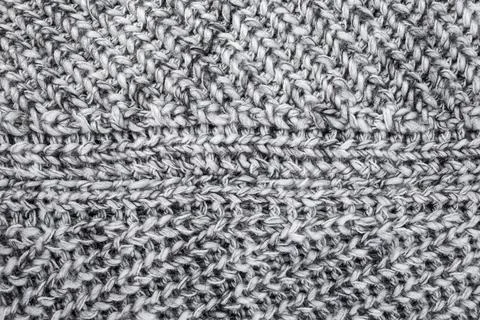 Knitted pullover fabric , soft wool thread pattern, horizontal rows Stock Photos
