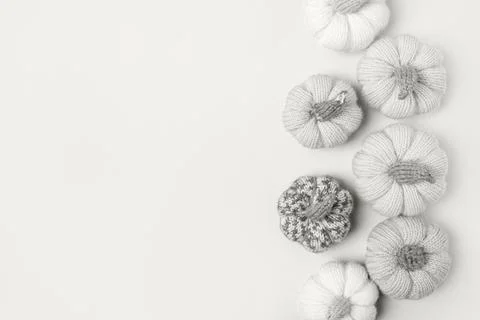 Knitted pumpkins in colors Cloud dancer Stock Photos