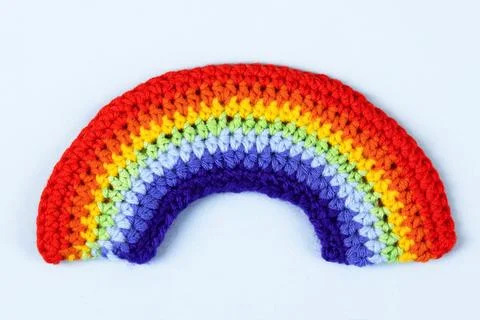 Knitted rainbow Stock Photos