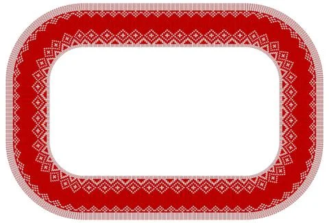 Knitted rectangular frame for Christmas greeting cards on white background. Stock-Illustration