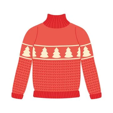 Knitted red and christmas pullover Stock Illustration