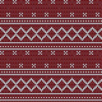 Knitted red seamless pattern background. Stock Illustration
