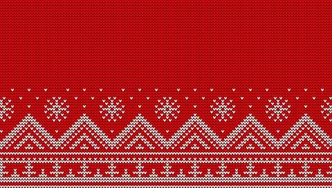 Knitted red seamless pattern. Christmas sweater nordic ornament. Illustrazione stock