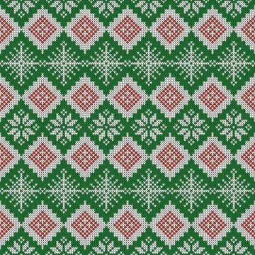 Knitted scandinavian pattern with snowflakes. Vector. Stock Illustration