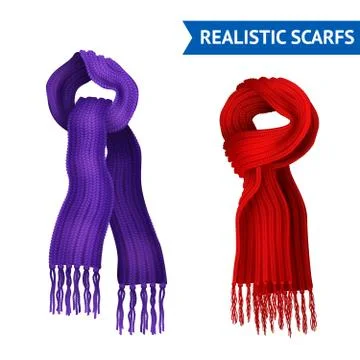 Knitted Scarf Image Set Stock Illustration