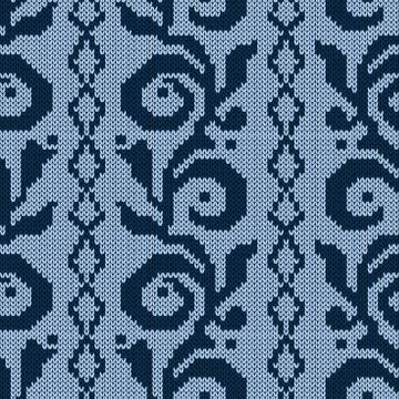 Knitted seamless floral pattern Stock Illustration