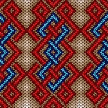 Knitted seamless ornate pattern Illustrazione stock