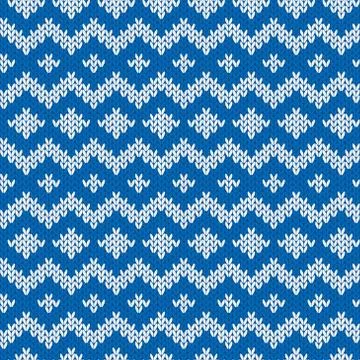 Knitted Seamless Pattern in Blue and Light Gray Stock Illustration