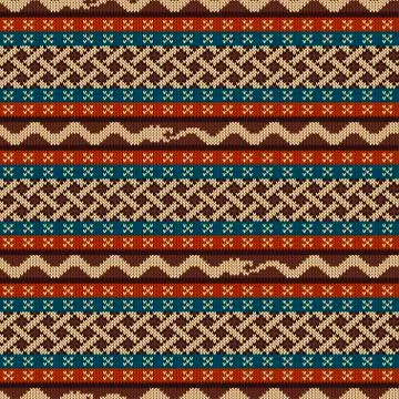 Knitted seamless pattern with elements of the Celtic knot and snake Stock Illustration