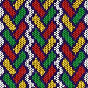 Knitted seamless pattern with intertwining lines Stock Illustration