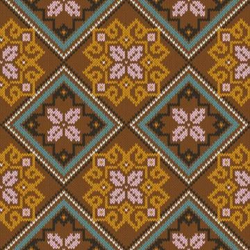 Knitted Seamless Pattern mainly in brown hues Illustrazione stock