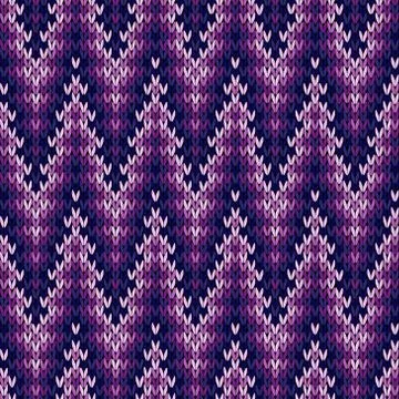 Knitted seamless pattern mainly in purple Stock Illustration
