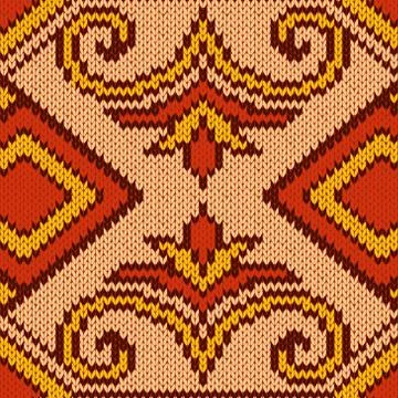Knitted Seamless Pattern mainly in red and yellow Stock Illustration