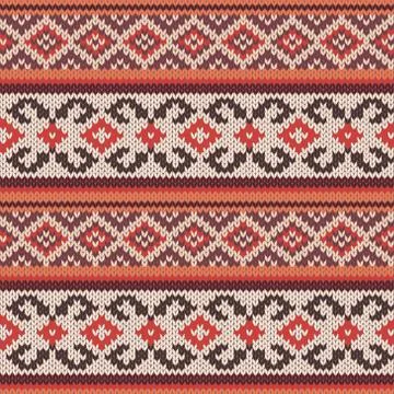 Knitted Seamless Pattern in warm hues Illustrazione stock