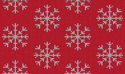 Knitted seamless pattern with white snowflake on red background Stock-Illustration