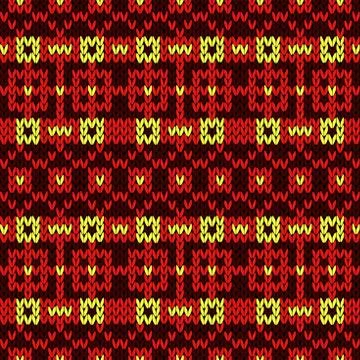 Knitted seamless pattern in yellow and red colors イラスト素材