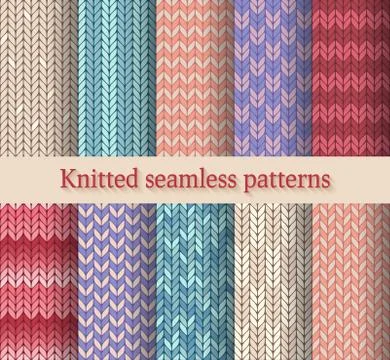 Knitted seamless patterns set Illustrazione stock
