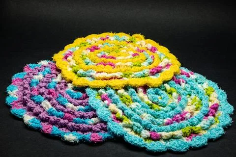 Knitted serviettes for kitchen Stock Photos