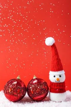 Knitted snowman Stock Photos