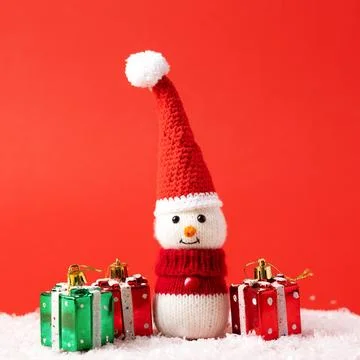 Knitted snowman Stock Photos
