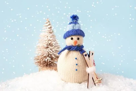 Knitted snowman Stock Photos