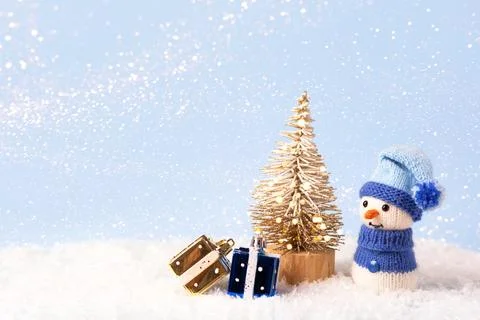 Knitted snowman Stock Photos