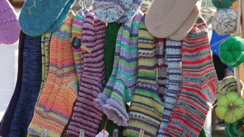 Knitted socks. Warm handmade wool socks. Home comfort and coziness Stock Footage 294652590
