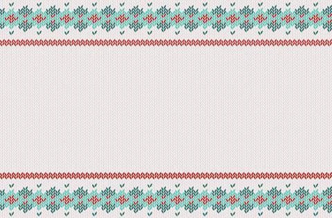 Knitted striped pattern on white woolen background. Stock Illustration