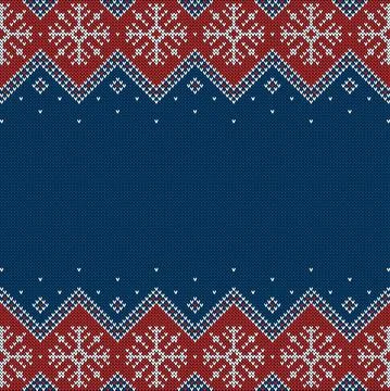 Knitted sweater background with copyspace. Vector Christmas pattern. Stock Illustration