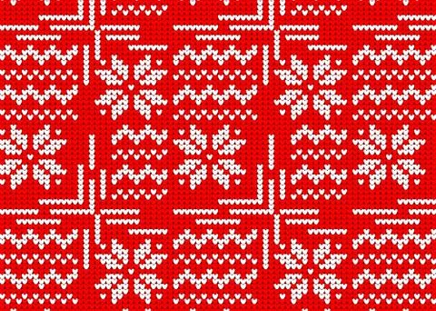 Knitted sweater winter pattern red, Norwegian style with a snowf Stock Illustration