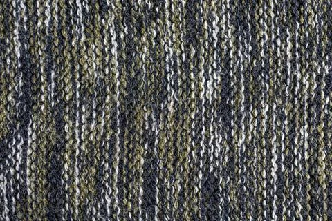 Knitted textile fabric with striped pattern in gray green blue Stock Photos