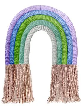 Knitted textile rainbow macrame pendant Stock Illustration