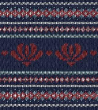 Knitted  texture on blue background Stock Illustration