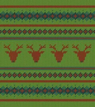 Knitted  texture on green background Stock Illustration