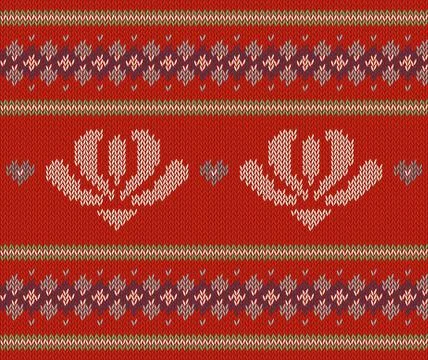 Knitted  texture on red background Stock Illustration