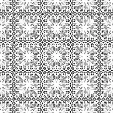 Knitted vector seamless pattern. Black and white ornamental background Stock Illustration