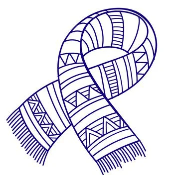 Knitted winter clothes, vector flat illustration. Skarf with pattern Stock Illustration