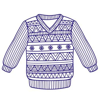 Knitted winter clothes, vector flat illustration sweater with pattern Stock Illustration