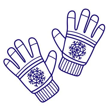 Knitted winter clothes, vector flat illustration. Mittens, glove with pattern Stock Illustration