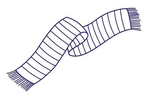 Knitted winter clothes, vector flat illustration. Skarf with pattern Stock Illustration