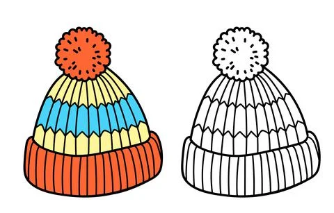 Knitted winter clothes, vector flat illustration. Skarf with pattern Stock Illustration
