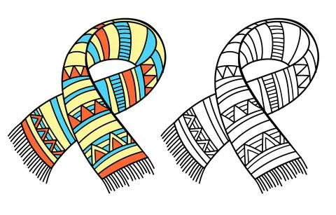Knitted winter clothes, vector illustration. Skarf with pattern Stock Illustration