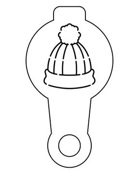 Knitted winter hat. Christmas stencil for cappuccino, coffee, or cookies Stockillustratie