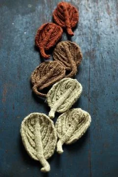 Knitted winter leaf Stock Photos