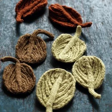 Knitted winter leaf Stock Photos