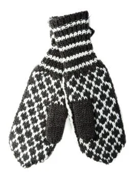 Knitted winter mittens with pattern Stock Photos